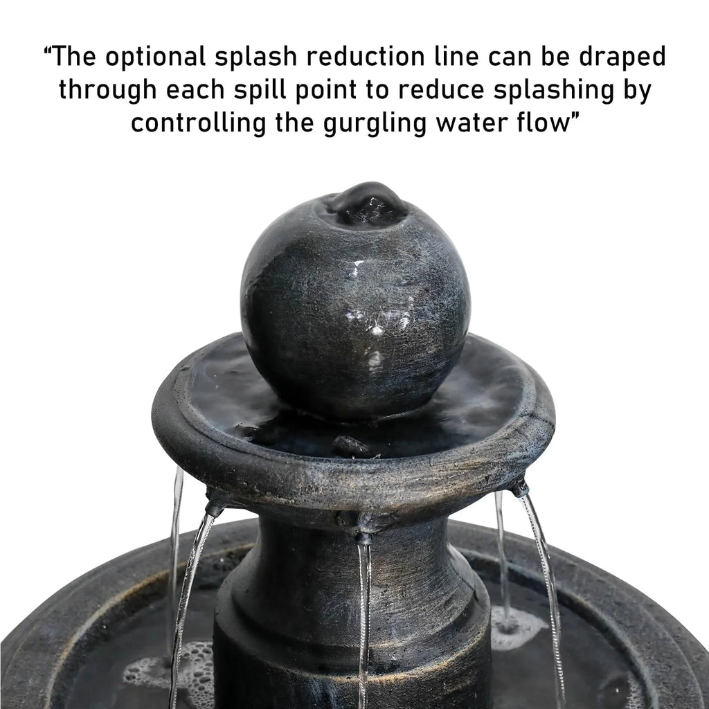 48�?h Outdoor Floor Water Fountain, 3 - Tiers Concrete Water Fountain with Submersible Electric Pump - Garden Cascading Waterfall for Yard Patio Lawn Home Decor