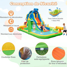 Load image into Gallery viewer, Toboggan Aquatique Gonflable Géant pour Enfants Piscine à Éclaboussures sures Mur D'escalade Canons à Eau Lancer D'anneaux Cerceau (sans Souffleur) Multicolore -