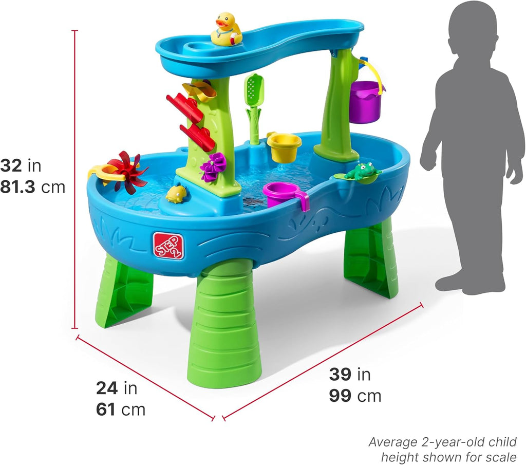 Rain Shower Splash Table d'eau avec 13 Accessoires - Bleu & Vert | Table Jeux d'eau | Table d’activité pour Le Jardin,Table Activité Eau | Table d'eau Extérieur