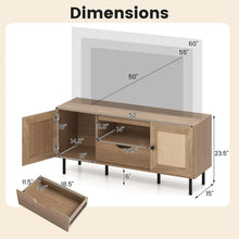 Load image into Gallery viewer, Tangkula Boho TV Stand for 60 Inch TV Entertainment Center with Cabinets and Storage Shelf