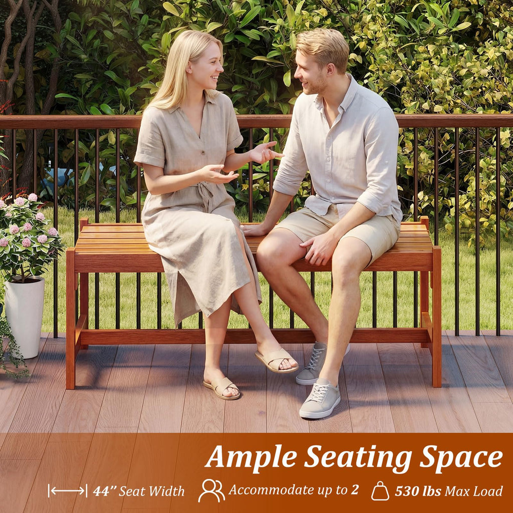 Tangkula Outdoor Wood Bench Backless Set of 1/2 Solid Hardwood Patio Dining Bench(1/2)