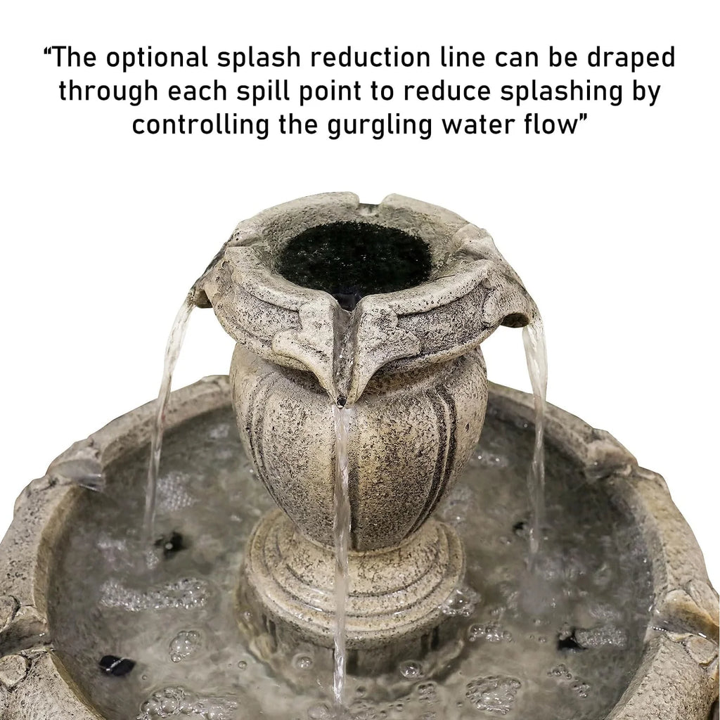 48�?h Outdoor Floor Water Fountain, 3 - Tiers Concrete Water Fountain with Submersible Electric Pump - Garden Cascading Waterfall for Yard Patio Lawn Home Decor