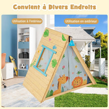 Load image into Gallery viewer, Maison de Jardin Enfants 2 en 1 avec Escalade Cloche Impermable Cabane en Bois de Sapin Exterieur et Intrieur 3-8 Ans -