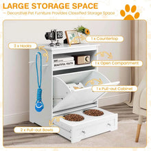 Load image into Gallery viewer, Dog Feeding Station Dog Food Storage Cabinet w/2 Raised Dog Bowls, Pull Out Elevated Dog Bowls for Water &amp; Feeding Supplies, Pet Toy Storage Organizer