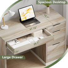 Load image into Gallery viewer, Dreamcurship White Desk with Drawers, Modern Computer Desk with File Drawers, Home Office Study Writing Desk with Storage, White