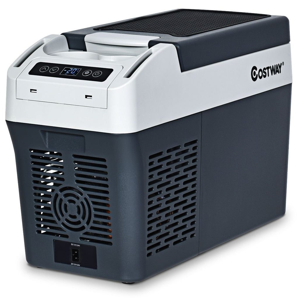 Réfrigérateur Congélateur de Voiture 12L Portable Compresseur -20°C à +10°C Ampoules LED 2 Porte-gobelets 23x53x36cm -