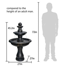 Load image into Gallery viewer, 48�?h Outdoor Floor Water Fountain, 3 - Tiers Concrete Water Fountain with Submersible Electric Pump - Garden Cascading Waterfall for Yard Patio Lawn Home Decor