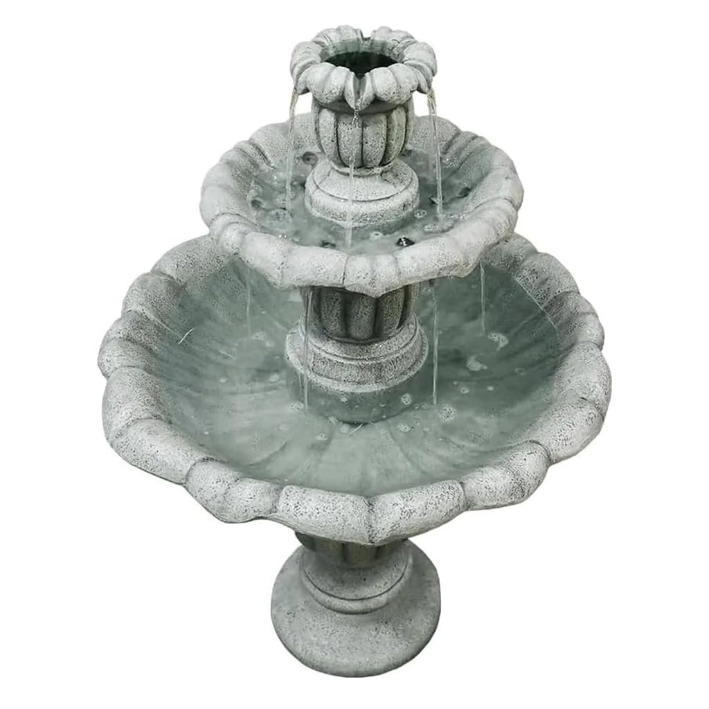 48�?h Outdoor Floor Water Fountain, 3 - Tiers Concrete Water Fountain with Submersible Electric Pump - Garden Cascading Waterfall for Yard Patio Lawn Home Decor