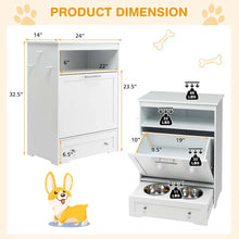 Load image into Gallery viewer, Dog Feeding Station Dog Food Storage Cabinet w/2 Raised Dog Bowls, Pull Out Elevated Dog Bowls for Water &amp; Feeding Supplies, Pet Toy Storage Organizer