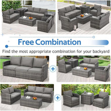 Load image into Gallery viewer, AECOJOY 7 PCS Outdoor Patio Furniture Sets with 2 Storage Boxes, Grey