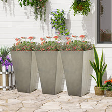 Load image into Gallery viewer, Outsunny 28" Tall Plastic Flower Pot, Set of 3, Large Outdoor &amp; Indoor Plastic Garden Planters, for Entryway, Patio, Yard - Grey