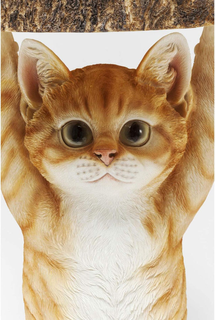 Kare Design Table d'Appoint Animal Ms. Cat, Chat, Marron/Orange, Rond, Diamètre 33 cm, Table de Salon, Meuble, Cadeau, Deco Intérieur, Décoration Chambre, Maison