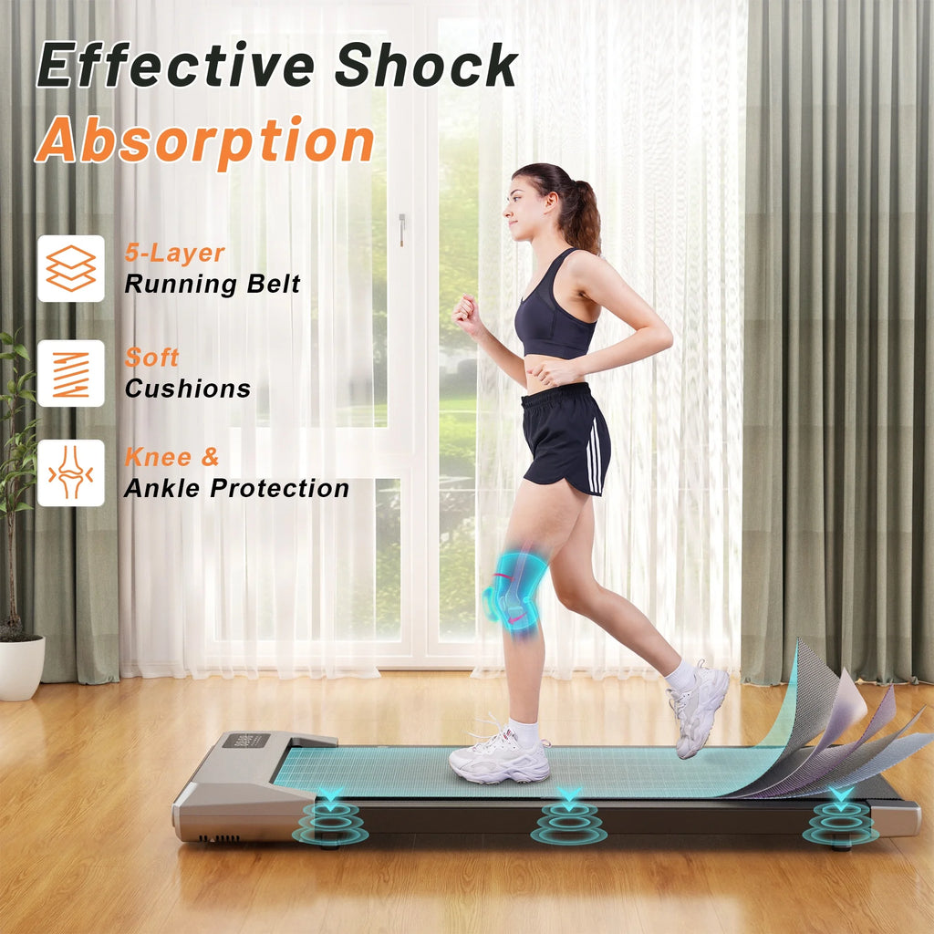 Walking Pad 2 in 1 Under Desk Treadmill, 2.5HP Low Noise Walking Pad Running Jogging Machine with Remote Control for Home Office, Lightweight Portable Desk Treadmill Installation Free