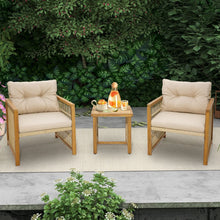 Load image into Gallery viewer, Salon de Jardin avec 1 Table et 2 Fauteuils en Bois d'Acacia et Rotin Anti-UV Pieds Rglables Coussins avec Zip Nautel -