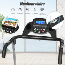 Load image into Gallery viewer, Tapis de Course Électrique Pliable avec Écran et Moniteur de Fréquence Cardiaque avec Vitesse de 1 à 10 km/h et 12 Programmes Noir -