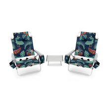 Load image into Gallery viewer, Lot de 2 Chaises de Camping Plage Pliante Table Enroulable en Aluminium Appui-tête Dossier Réglable à 5 Positions 6 Couleurs au Choix -