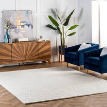 Load image into Gallery viewer, nuLOOM Caryatid Handwoven Solid Wool Area Rug, 8' Square, Off-White