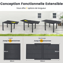Load image into Gallery viewer, Table de Jardin Extensible en Aluminium Ajustable de 80  160 CM Table  Manger Extrieure Plateau  Lattes pour 4-6 Personnes Gris Fonc -