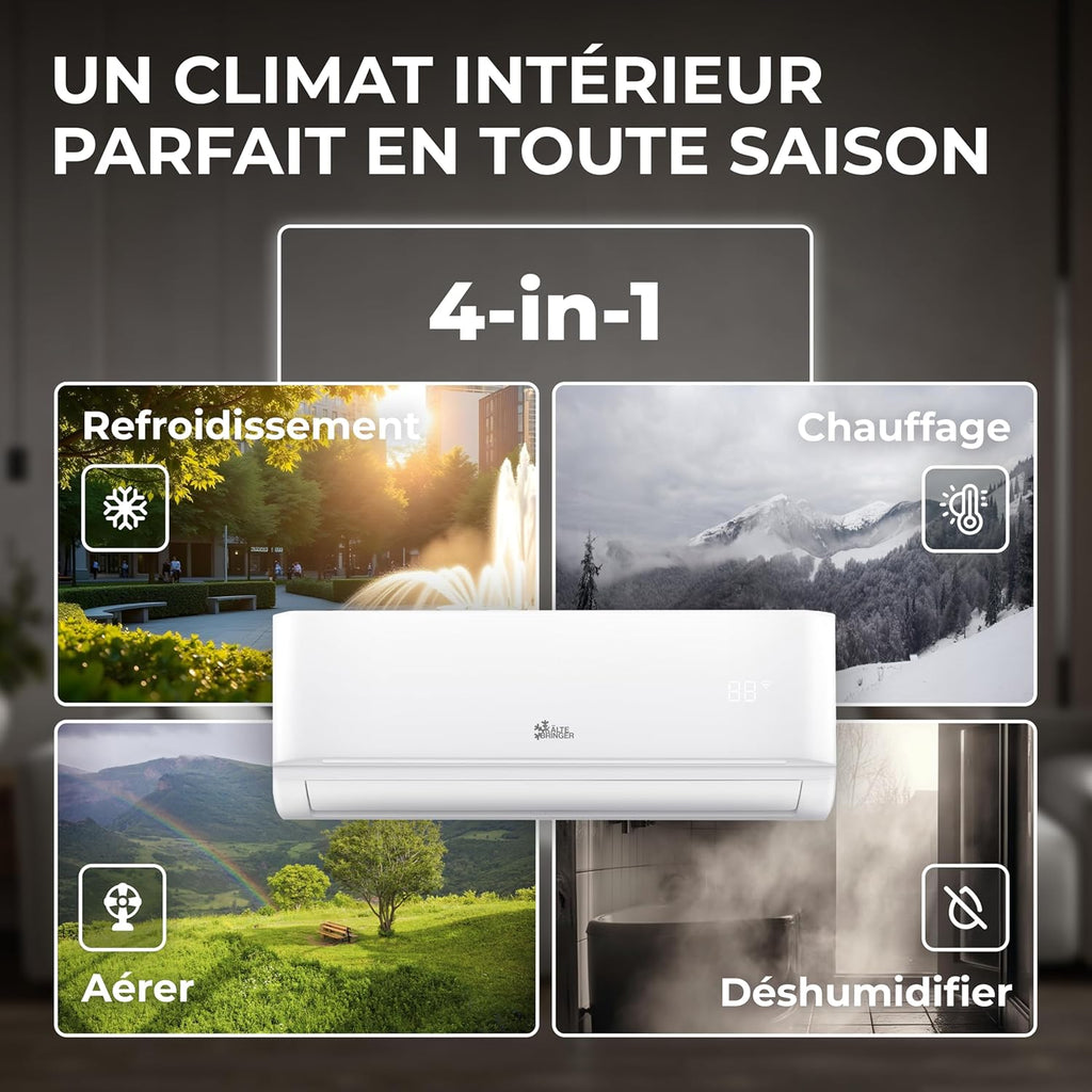 Kältebringer Climatiseur Split - 12000 BTU - 3 5 kW - Avec fonction chauffage WiFi et App - très silencieux & économe en énergie avec support mural - Marque de qualité Allemande