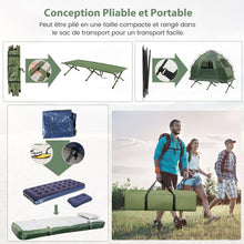 Load image into Gallery viewer, Tente de Camping avec Lit pour 1 Personne Lit de Camping Pliant 5 en 1 avec Matelas Pneumatique Oreiller Sac de Couchage Tente Surleve tanche -