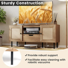 Load image into Gallery viewer, Tangkula Boho TV Stand for 60 Inch TV Entertainment Center with Cabinets and Storage Shelf