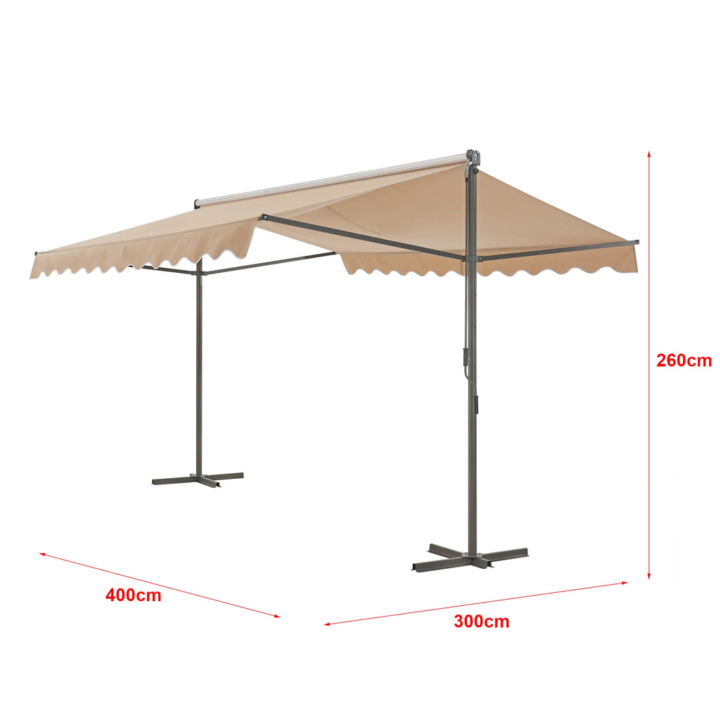 Store banne autoportant à double pente 400 x 300 x 260 cm sable 03_0008295 -