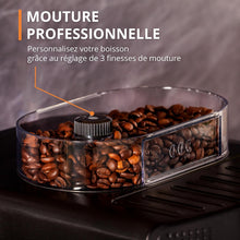 Load image into Gallery viewer, Machine à café grain,1,7 L,2 tasses en simultané,Nettoyage automatique,Buse vapeur pour Cappuccino,Cafetière espresso,Essential noire YY8125FD,Noir -
