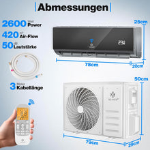 Load image into Gallery viewer, KESSER® Climatisation SET réversible - Climatiseur avec fonction WiFi/Application - Refroidissement A++/ Chauffage A+ Fluide réfrigérant R32 - Écran LCD Split 9000 BTU/h / 2600 Watt - Anthrazit
