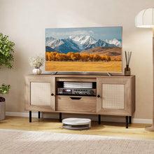 Load image into Gallery viewer, Tangkula Boho TV Stand for 60 Inch TV Entertainment Center with Cabinets and Storage Shelf