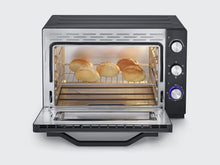 Load image into Gallery viewer, SEVERIN Four posable XXL à Chaleur Tournante 60 L avec pierre à pizza et tournebroche 2 200 W design simple et élégant, Four électrique avec minuteur 120 min, Noir/Inox, TO 2073