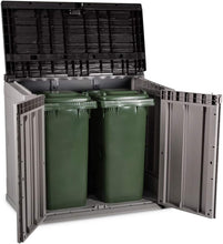 Load image into Gallery viewer, Toomax Stora Way Boîte à Outils d'extérieur en polypropylène recyclé avec Effet Bois (842L,Gris Taupe/Marron)