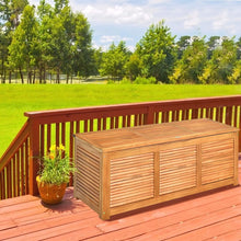Load image into Gallery viewer, Malle en Bois d’Acacia Coffre Boîte de Rangement 120 x 45 x 45 cm Charge Max 150KG pour Terrasse Jardin ou Cour Nature -