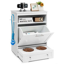 Load image into Gallery viewer, Dog Feeding Station Dog Food Storage Cabinet w/2 Raised Dog Bowls, Pull Out Elevated Dog Bowls for Water &amp; Feeding Supplies, Pet Toy Storage Organizer