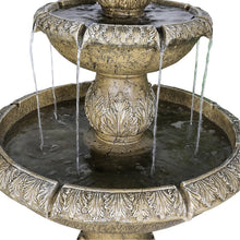 Load image into Gallery viewer, 48�?h Outdoor Floor Water Fountain, 3 - Tiers Concrete Water Fountain with Submersible Electric Pump - Garden Cascading Waterfall for Yard Patio Lawn Home Decor