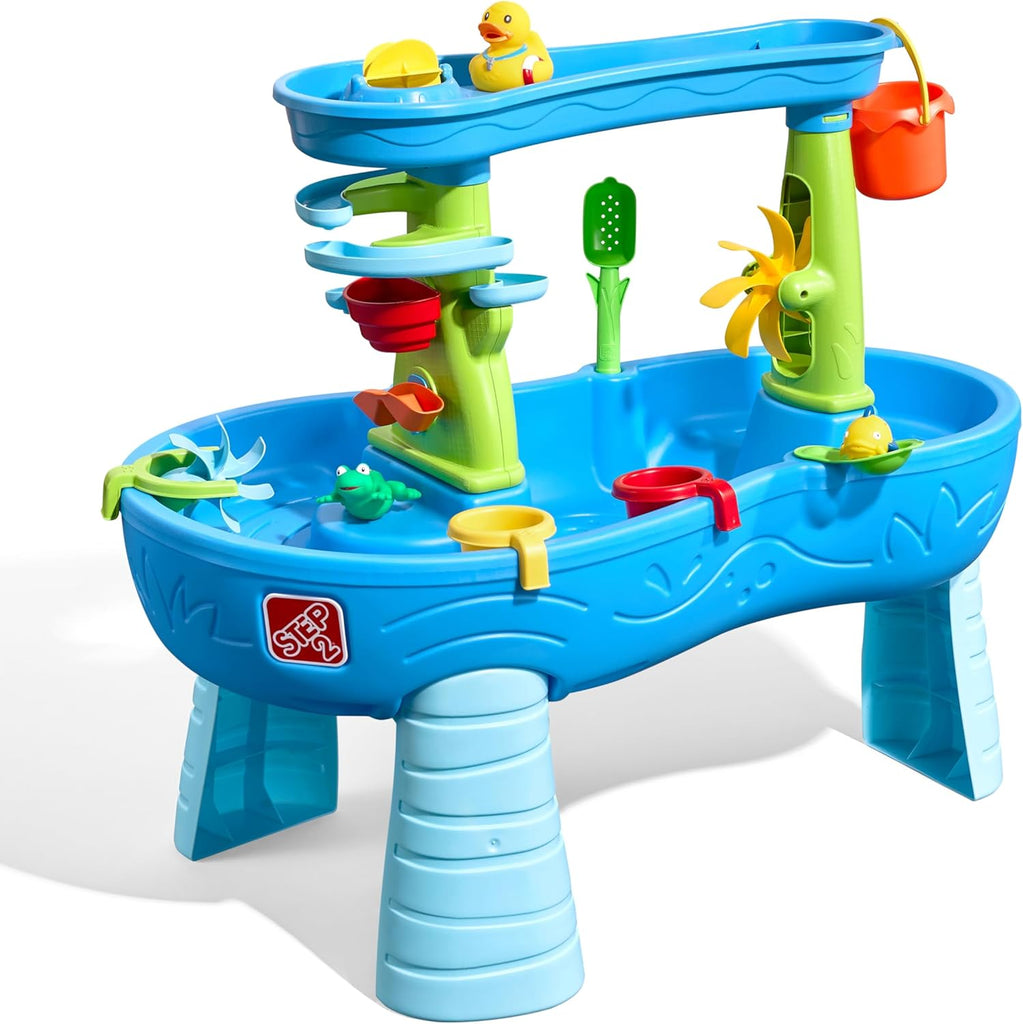 Rain Shower Splash Table d'eau avec 13 Accessoires - Bleu & Vert | Table Jeux d'eau | Table d’activité pour Le Jardin,Table Activité Eau | Table d'eau Extérieur