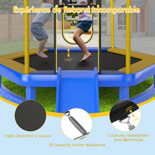 Load image into Gallery viewer, Trampoline Extérieur Ø 223cm avec Toboggan&amp;Echelle avec Filet de Sécurité 2 Portes en U Charge 270kg pour 2-3 Enfants de 3 Ans+ Bleu/Vert -