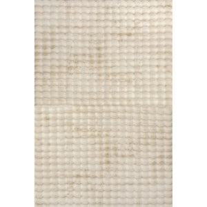 nuLOOM Jeni Solid Faux Rabbit Machine Washable Area Rug Beige 3' 9