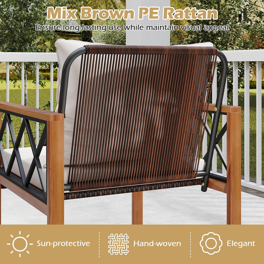 Tangkula 5 Pieces Wicker Patio Conversation Furniture Set