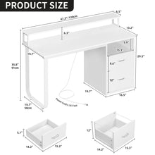 Load image into Gallery viewer, Dextrus 47 in Computer Desk with Storage Drawers &amp; LED Light, Office Desk with Monitor Stand &amp; Power Outlets, Work Study PC Desk for Small Spaces, Home Office, Oak