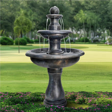 Load image into Gallery viewer, 48�?h Outdoor Floor Water Fountain, 3 - Tiers Concrete Water Fountain with Submersible Electric Pump - Garden Cascading Waterfall for Yard Patio Lawn Home Decor