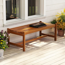Load image into Gallery viewer, Tangkula Outdoor Wood Bench Backless Set of 1/2 Solid Hardwood Patio Dining Bench(1/2)