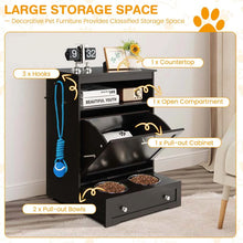 Load image into Gallery viewer, Dog Feeding Station Dog Food Storage Cabinet w/2 Raised Dog Bowls, Pull Out Elevated Dog Bowls for Water &amp; Feeding Supplies, Pet Toy Storage Organizer