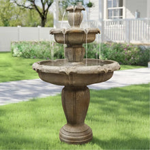 Load image into Gallery viewer, 48�?h Outdoor Floor Water Fountain, 3 - Tiers Concrete Water Fountain with Submersible Electric Pump - Garden Cascading Waterfall for Yard Patio Lawn Home Decor