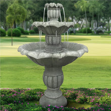 Load image into Gallery viewer, 48�?h Outdoor Floor Water Fountain, 3 - Tiers Concrete Water Fountain with Submersible Electric Pump - Garden Cascading Waterfall for Yard Patio Lawn Home Decor