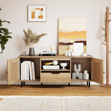 Load image into Gallery viewer, Tangkula Boho TV Stand for 60 Inch TV Entertainment Center with Cabinets and Storage Shelf
