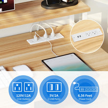 Load image into Gallery viewer, Dextrus 47 in Computer Desk with Storage Drawers &amp; LED Light, Office Desk with Monitor Stand &amp; Power Outlets, Work Study PC Desk for Small Spaces, Home Office, Oak