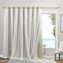 Load image into Gallery viewer, Exclusive Home Catarina Layered Room Darkening Blackout and Sheer Grommet Top Patio Curtain Panel, 100"x84", Sand