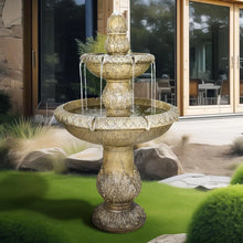 Load image into Gallery viewer, 48�?h Outdoor Floor Water Fountain, 3 - Tiers Concrete Water Fountain with Submersible Electric Pump - Garden Cascading Waterfall for Yard Patio Lawn Home Decor
