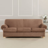 Sure Fit Ultimate Stretch Suede 4-Piece T-Sofa Slipcover, Luggage Brown