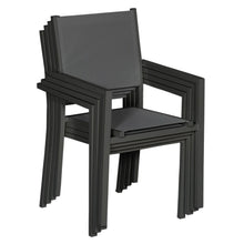Load image into Gallery viewer, Lot de 8 chaises en aluminium anthracite - textilène gris -